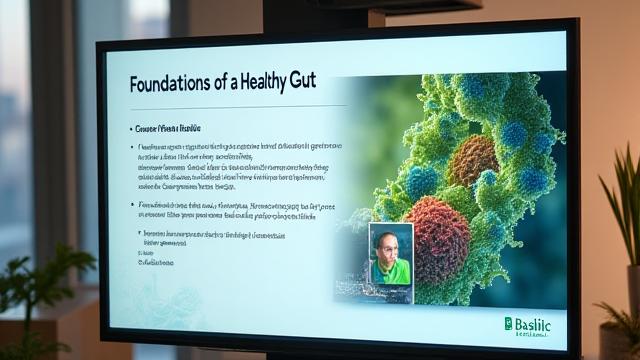 Screenshot of a workshop on gut health, illustrating microbiome concepts.